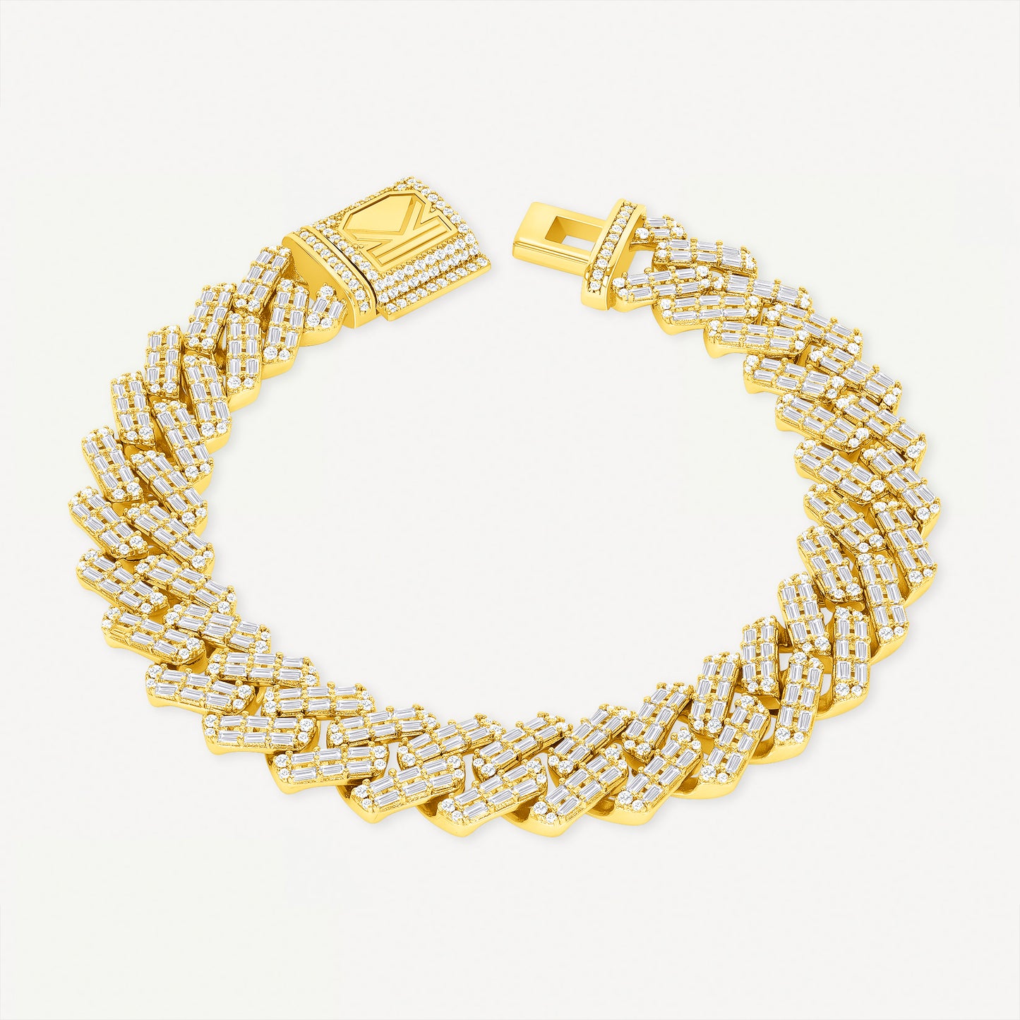 Baguette Cuban Link Bracelet Gold