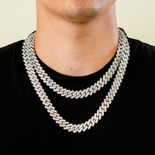 Baguette Cuban Link 12mm White Gold