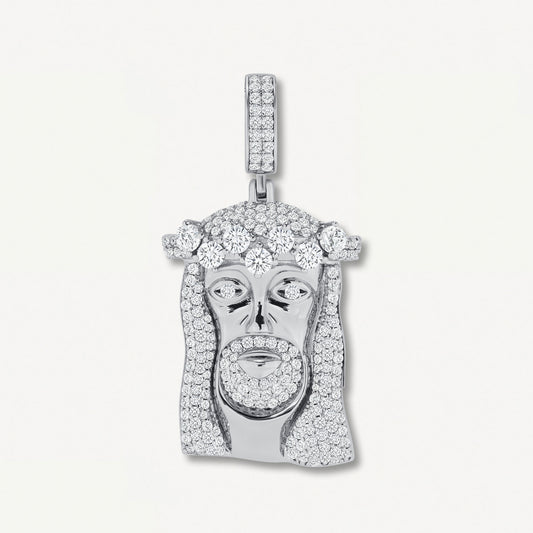 Classic Jesus Pendant White Gold