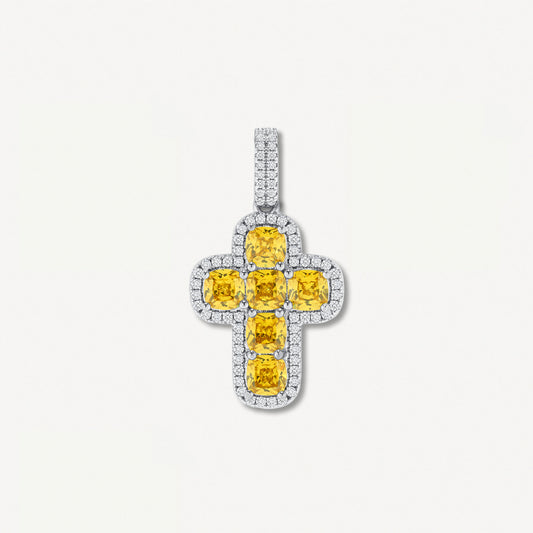 Canary Yellow Cross Pendant White Gold