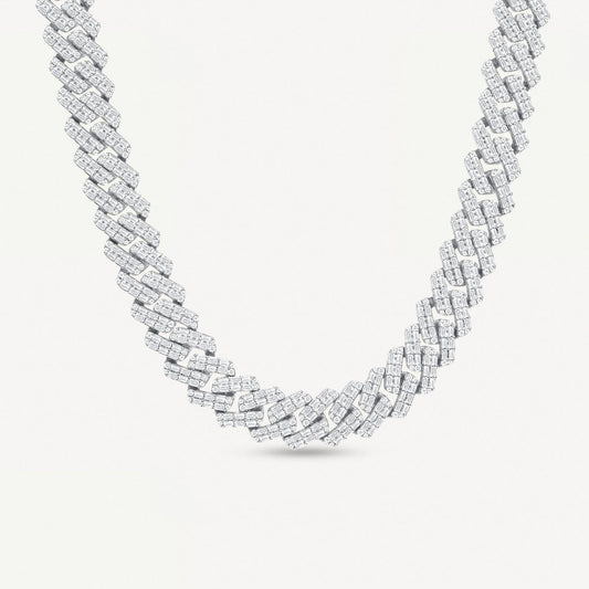 Baguette Cuban Link 12mm White Gold