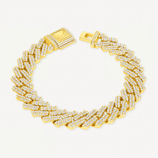 Baguette Cuban Link Bracelet Gold