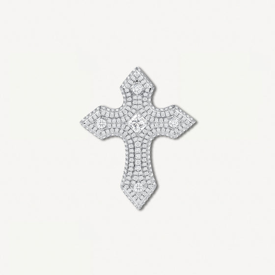 Vintage Gemstone Cross White Gold