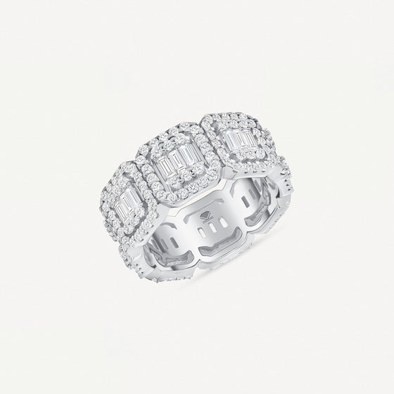 Square Baguette Ring White Gold