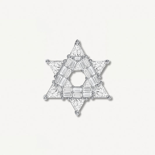 Baguette Star of David White Gold